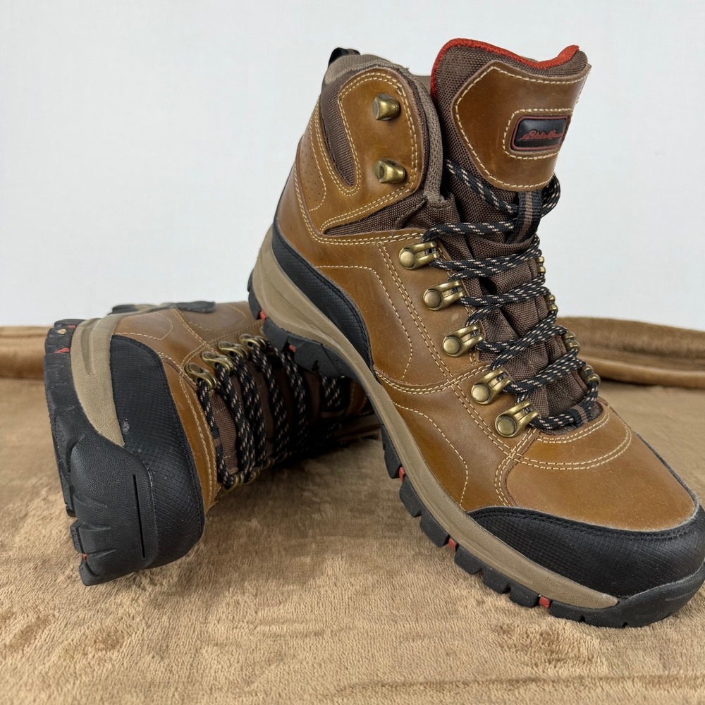 Eddie Bauer Brandon Mens Waterproof Hiking Boots Brown Leather Size 8